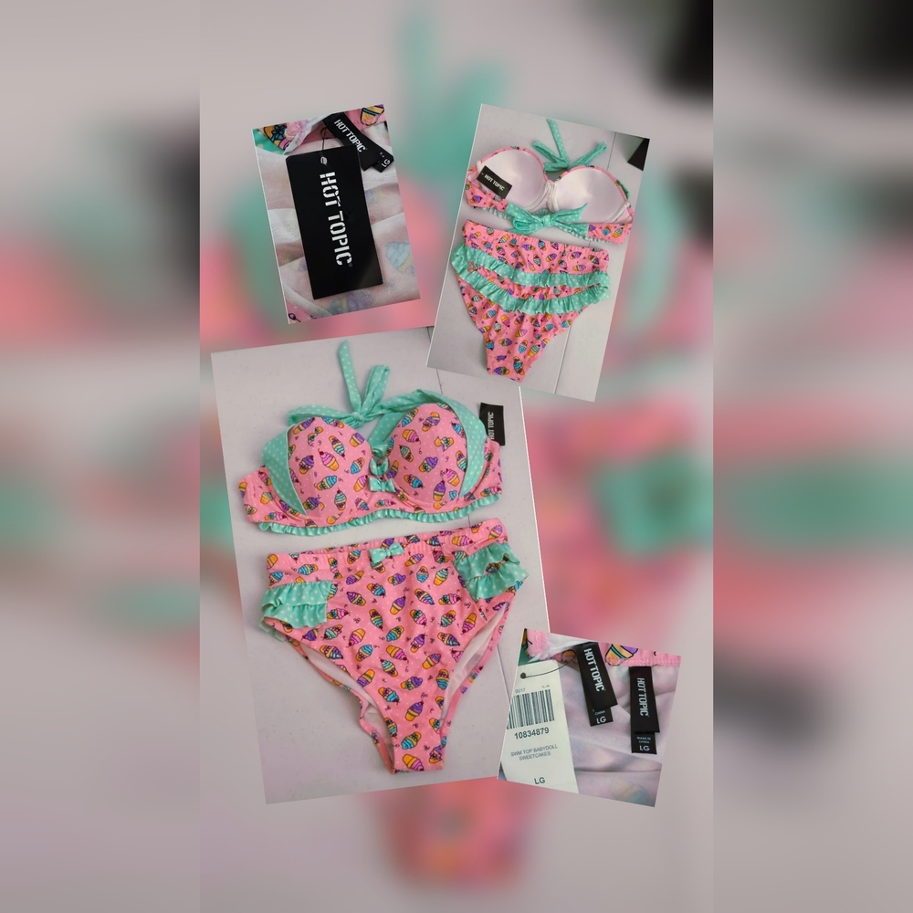 Hot Topic Ice Cream Bikini Set Size Lg (Nwts)